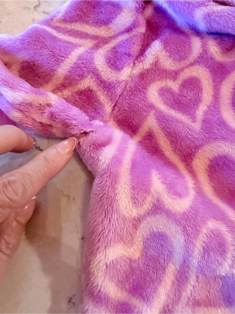 Betsey Johnson Purple Heart Hooded Fleece Nightgown